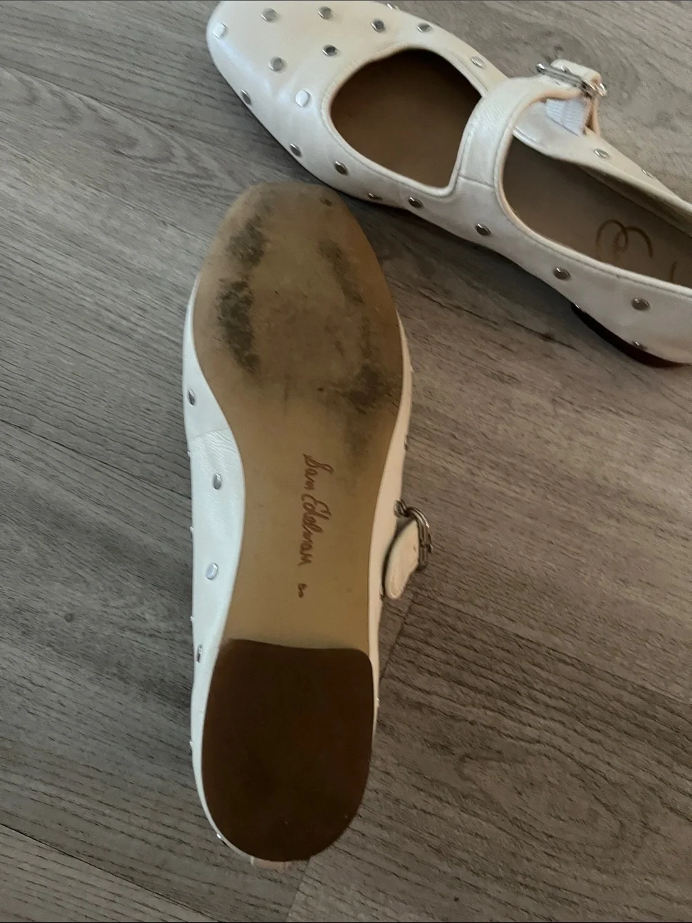 Sam Edelman White Studded Mary Jane Flats
